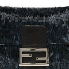 Satin Beaded Baguette Blue Brown