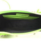 Extra Supple Calfskin Crocodile Embossed Le Cagole Mini Purse With Chain Acid Green