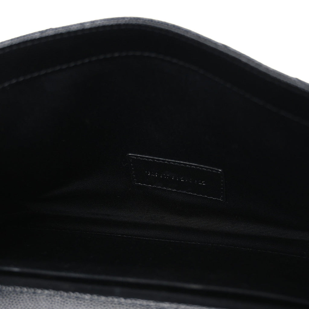 Grain De Poudre Matelasse Chevron Monogram Monochrome Envelope Clutch Black