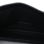 Grain De Poudre Matelasse Chevron Monogram Monochrome Envelope Clutch Black