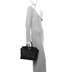 Raffia Calfskin The Studio Box Tote Black
