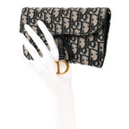 Oblique Saddle Chain Long Wallet Blue