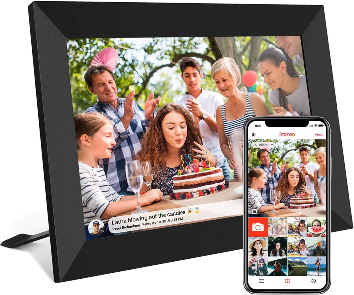 32GB FRAMEO 10.1-Inch Smart WiFi Digital Photo Frame with 1280x800 IPS LCD Touch Screen - Ideal Christmas Gift for Friends and Family