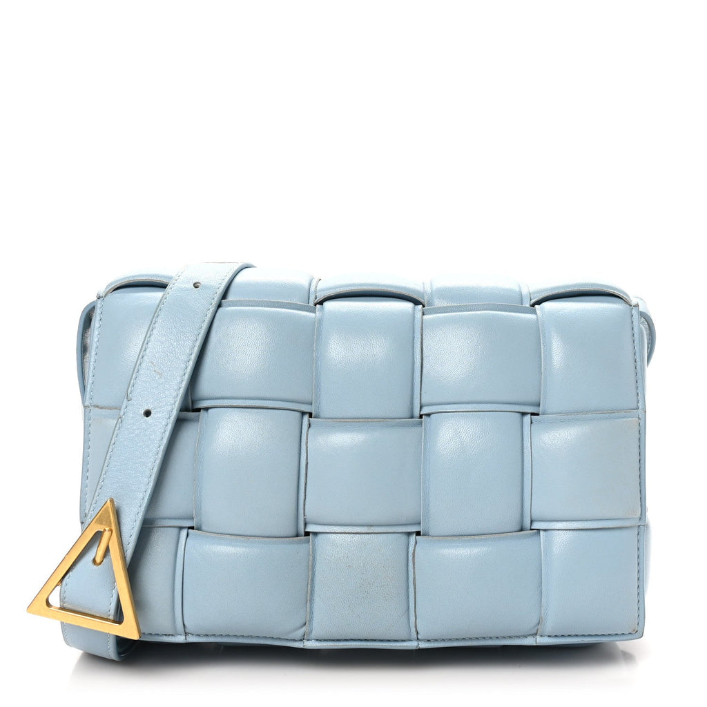 Nappa Maxi Intreccio Padded Cassette Crossbody Bag Ice