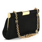 Satin Small Marlene Chain Clutch Black
