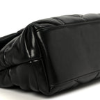 Lambskin Quilted Small Loulou Puffer Monogram Chain Satchel Black