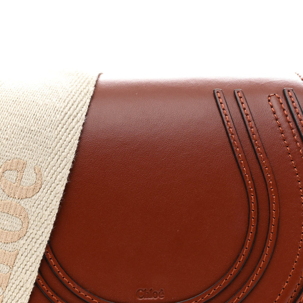 Linen Calfskin Small Marcie Saddle Bag Sepia Brown
