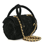 Velvet Quilted Mini Top Handle Flap Black