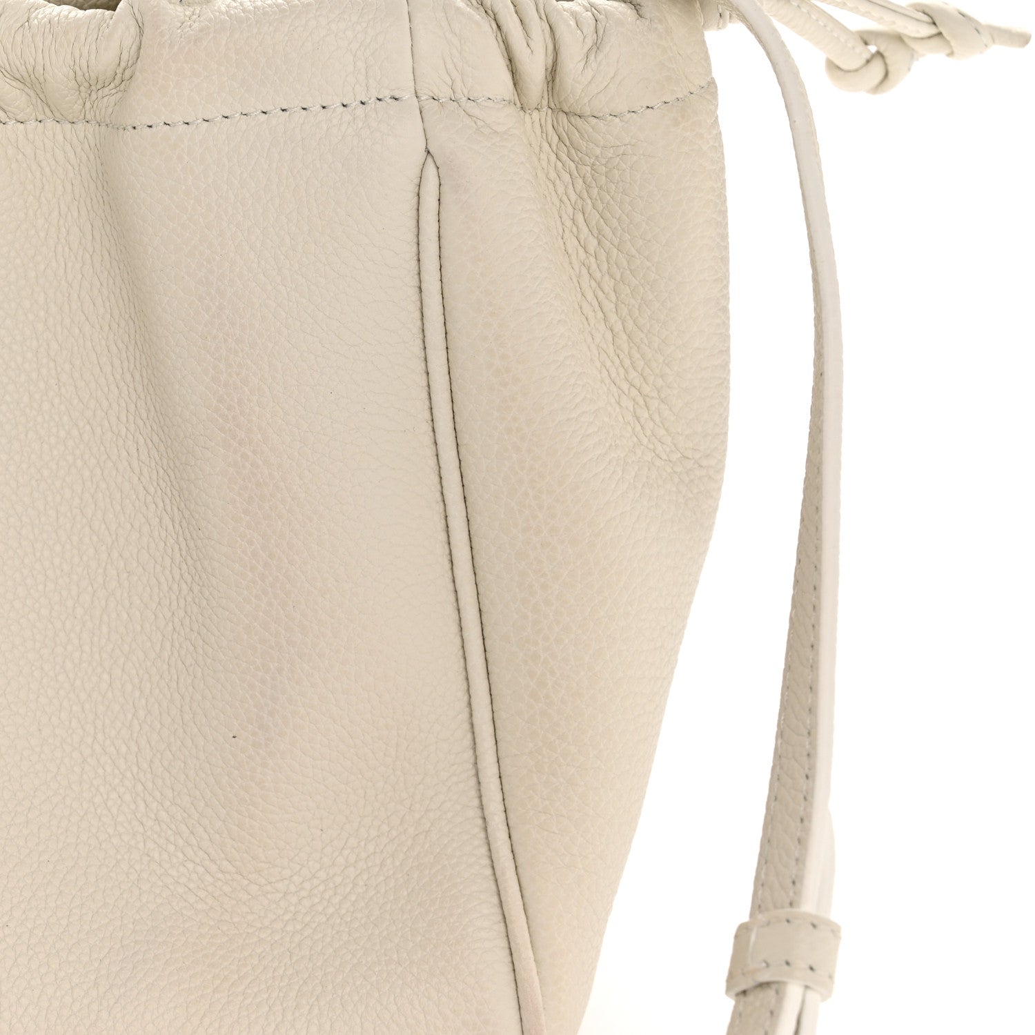 Calfskin Cuir Small Triomphe Cabas Drawstring White