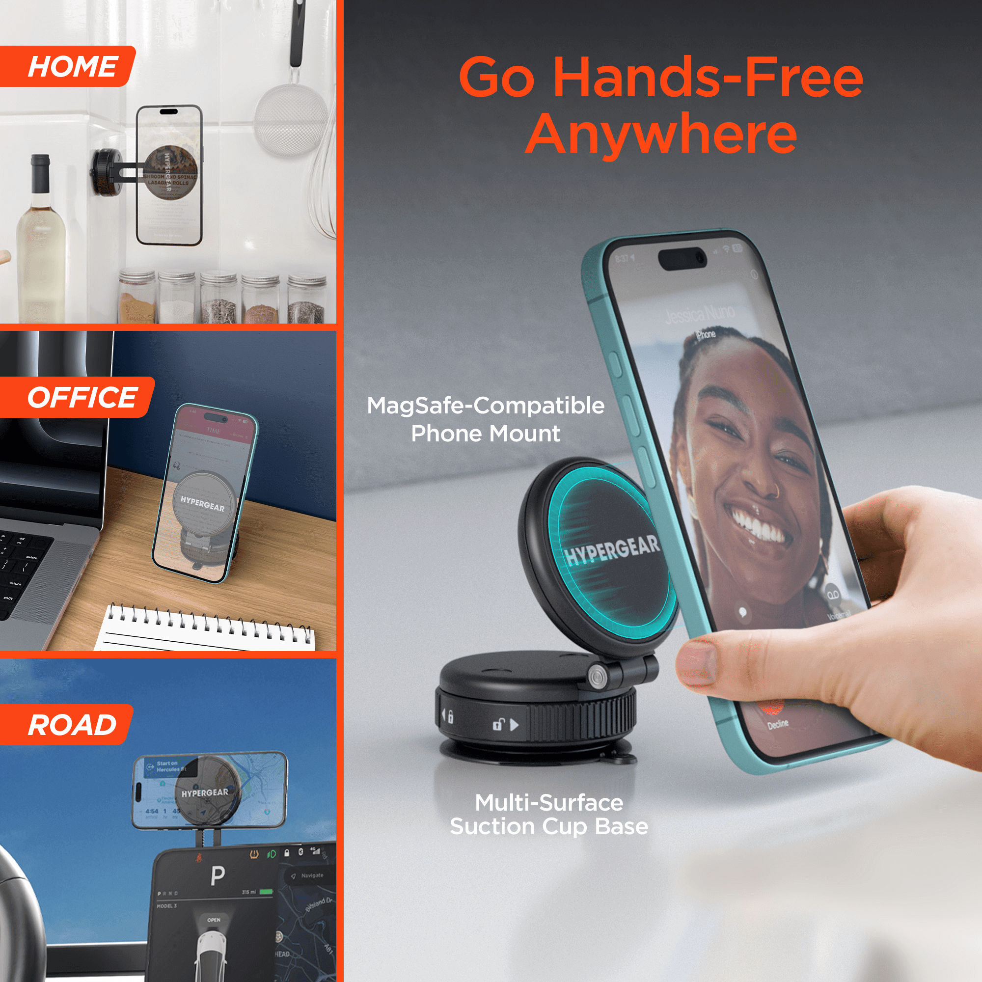 Mag Vac Magnetic Phone Mount with Vacuum Suction Cup Base