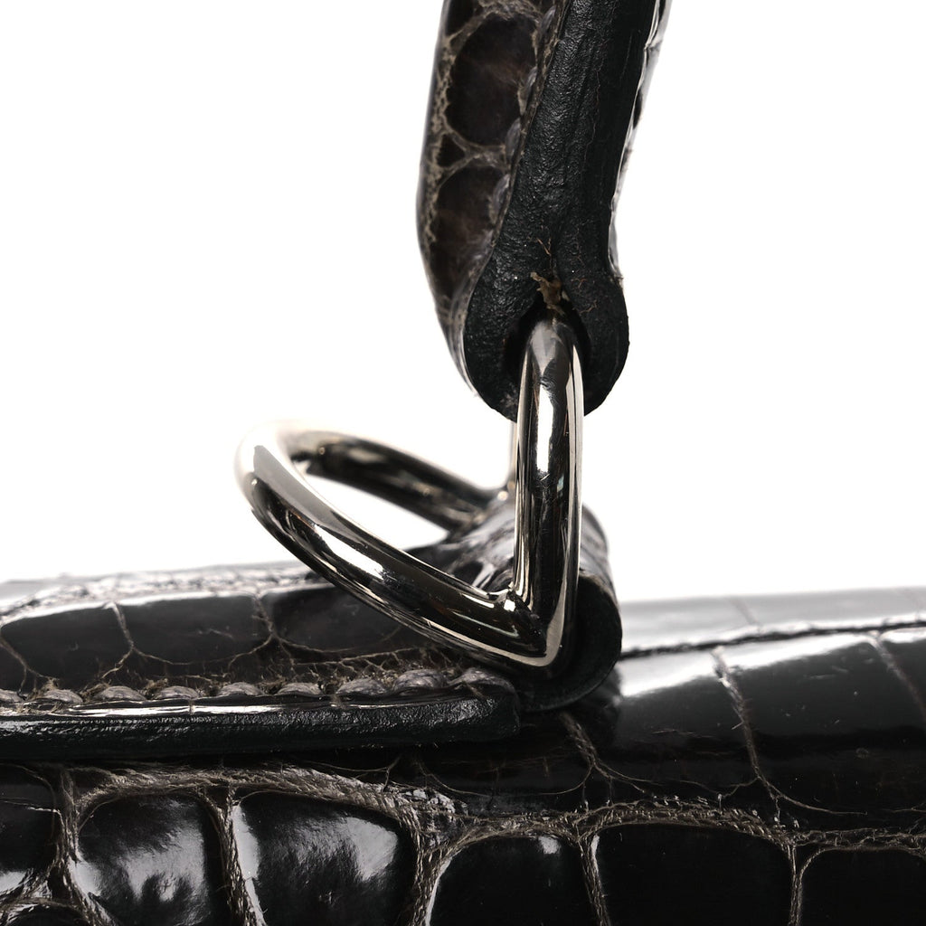 Shiny Porosus Crocodile Kelly Sellier 28 Gris Elephant