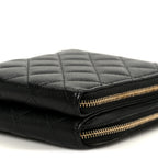 Caviar Quilted Phone Holder With Chain Black