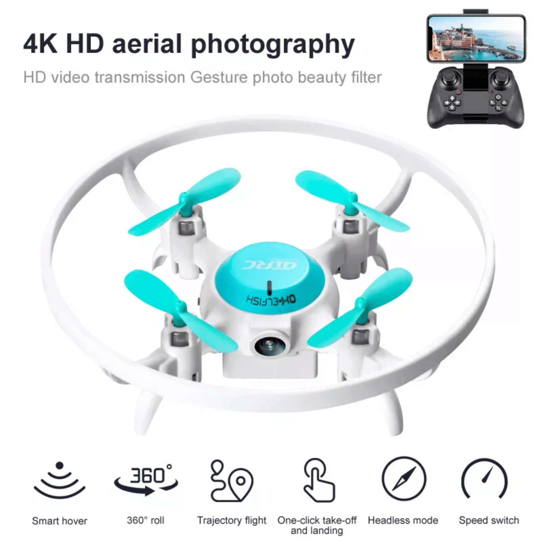 4DRC V5 Kids and Beginners Mini RC Drone V5 RC Quadcopter with 1080P HD Wide Angle Camera,Drones suitable for children and beginners, 2 Battery with Camera