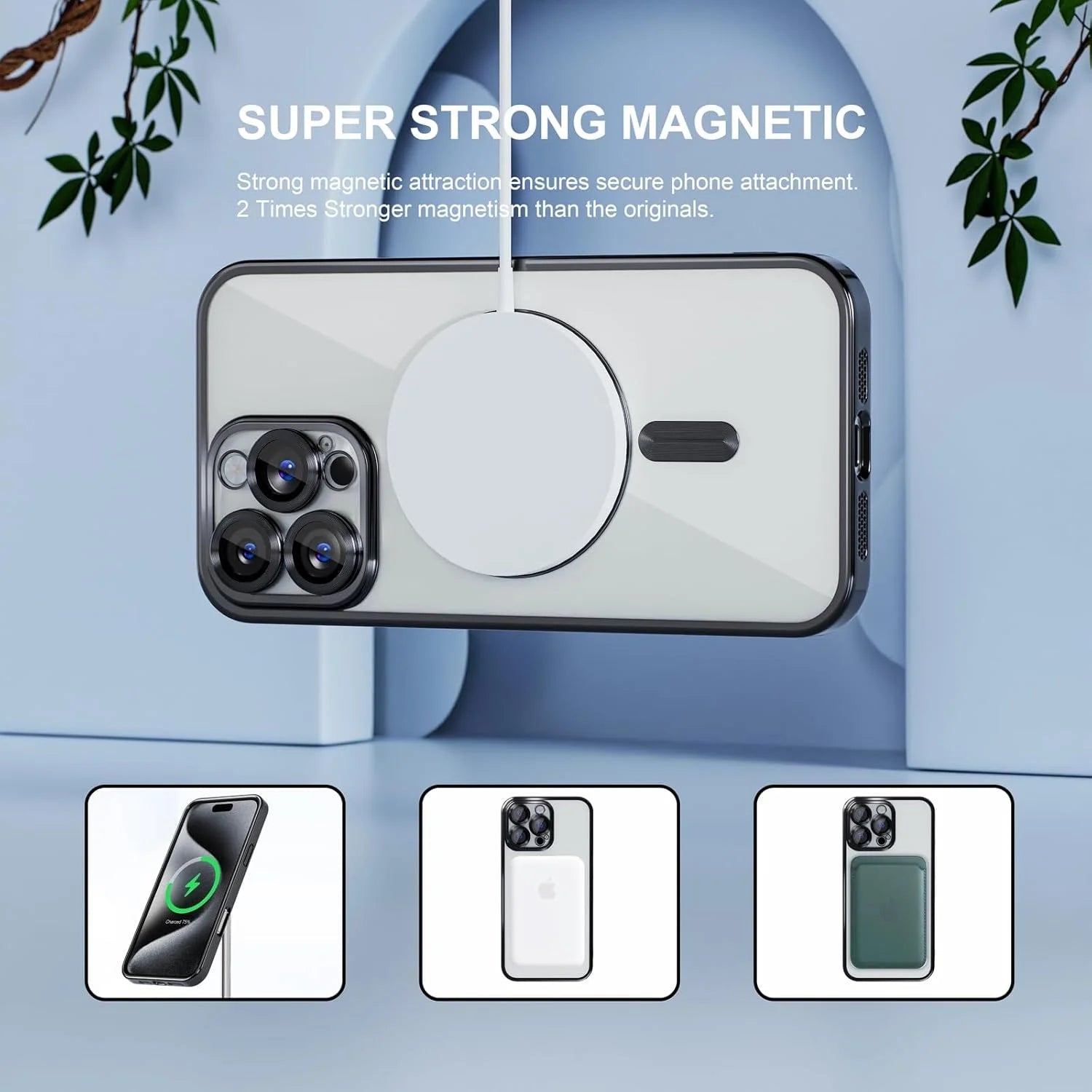 Entronix Bundle Compatible with iPhone 16 Pro Max - [Magnetic] Luxury Glossy Case & 2 Clear Screen Protectors