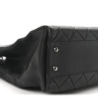 Goatskin Quilted Small Perfect Edge Shopping Tote Black