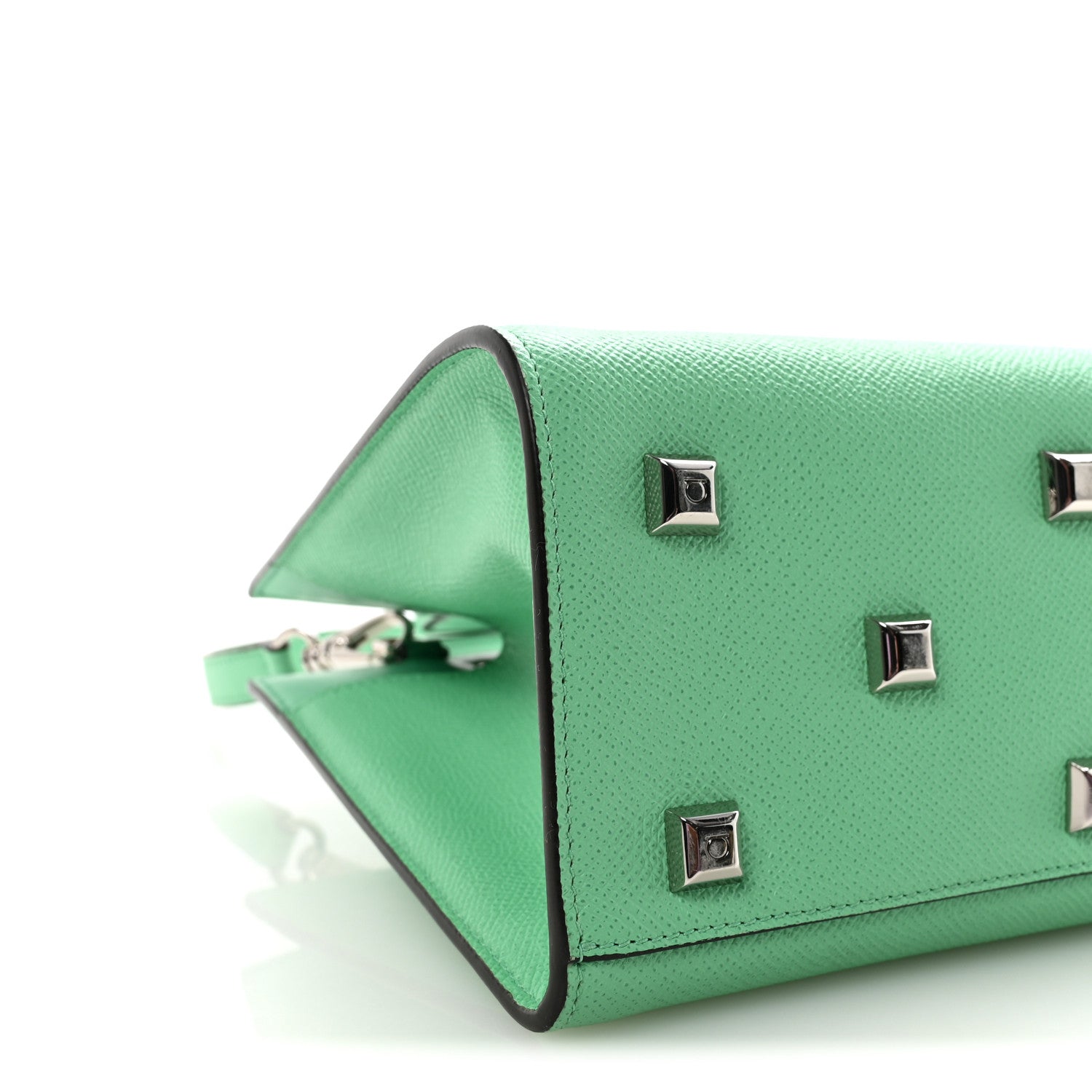 Hammered Calfskin Small The Studio Box Bag Fresh Mint