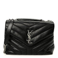 Calfskin Y Quilted Monogram Small Loulou Chain Satchel Black