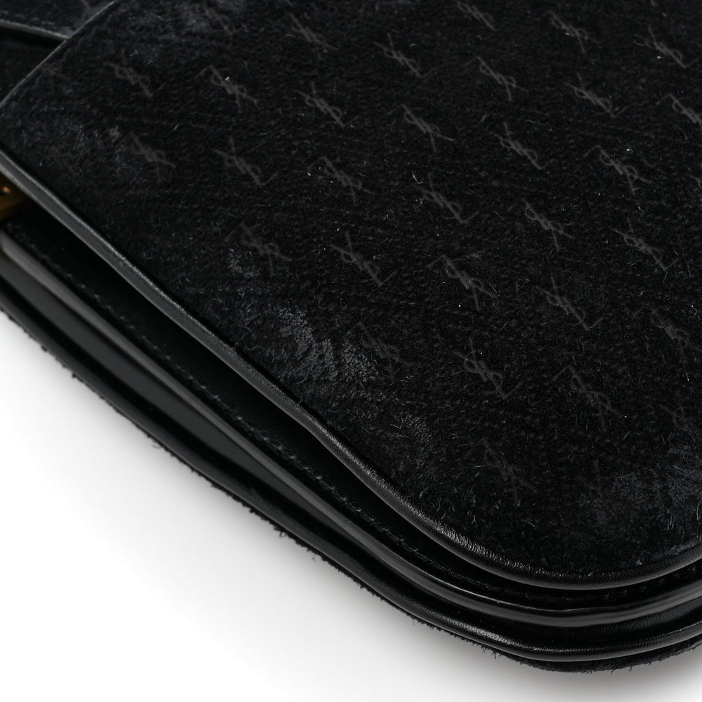 Suede All-Over Monogram Small Le Monogramme Satchel Black