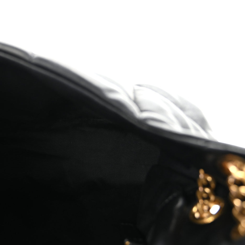 Lambskin Quilted Small Loulou Puffer Monogram Chain Satchel Black