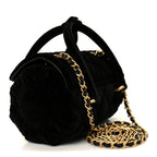 Velvet Quilted Mini Top Handle Flap Black