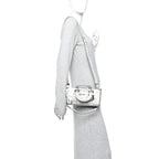 Calfskin Newspaper Printed Small Lady D-Joy Black White