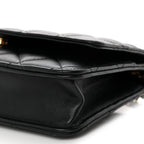 Lambskin Quilted Wallet On Chain WOC Black