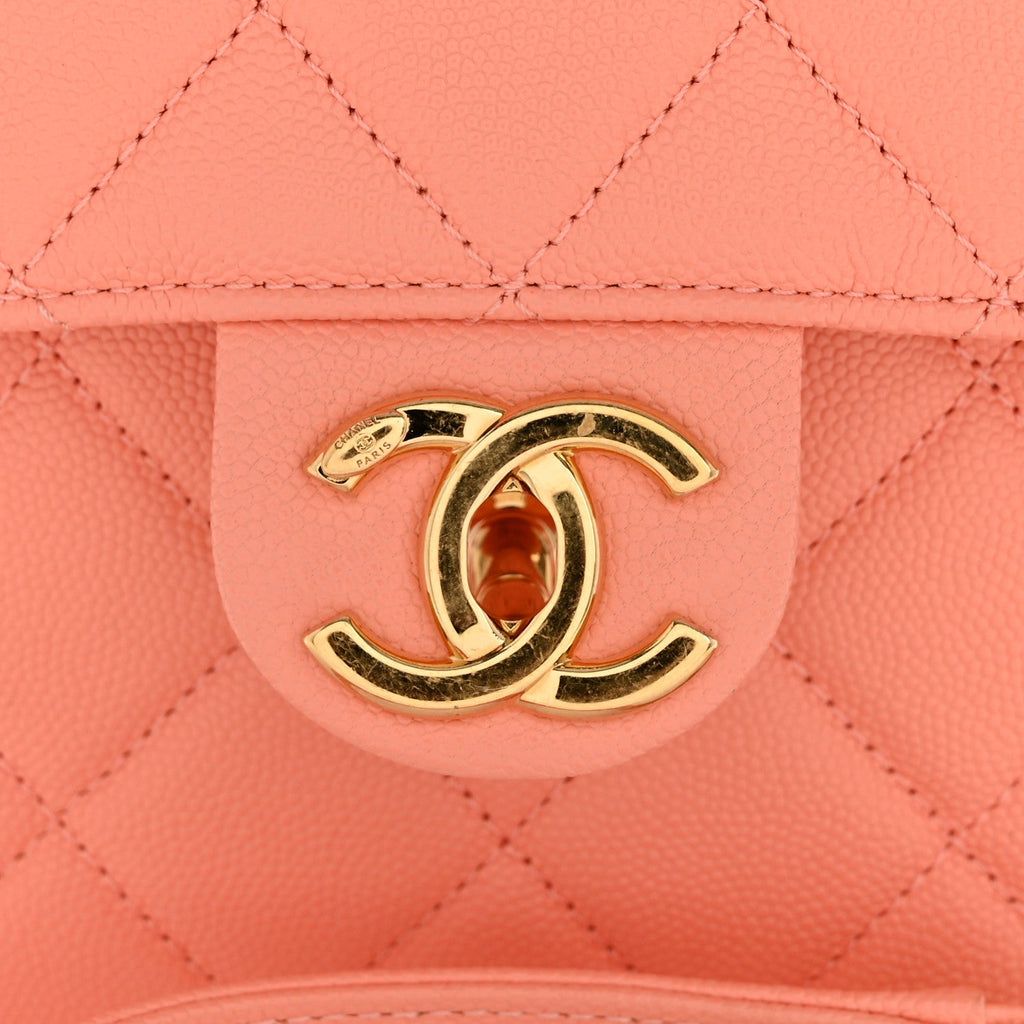 Caviar Quilted Handy Box Vanity Case Orange