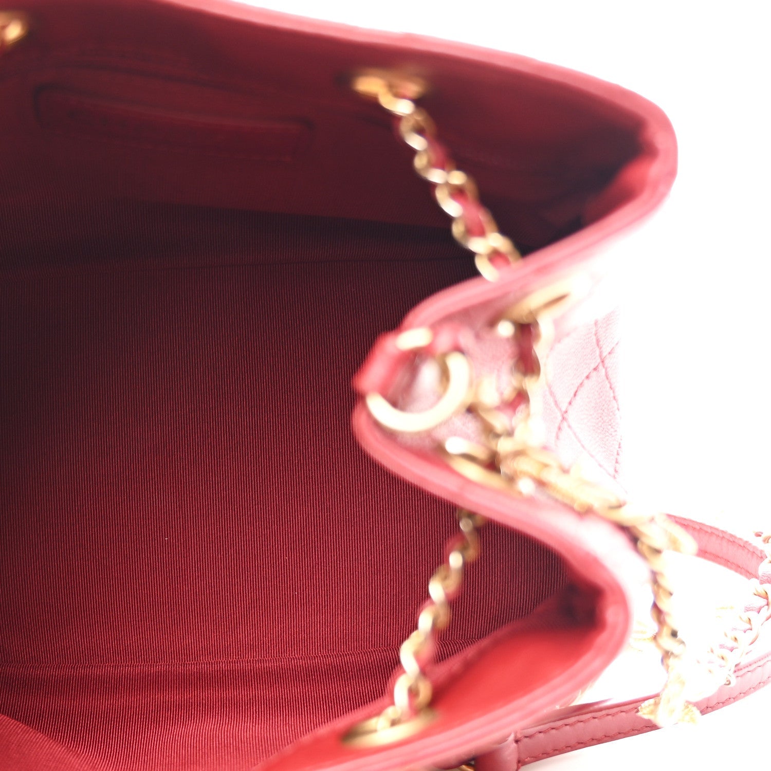 Calfskin Stitched Small Egyptian Amulet Drawstring Bag Red