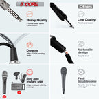 Professional Dynamic Vocal Microphone Neodymium Cardioid Unidirectional Handheld Mic for Singing Karaoke Steel Mesh Grille Metal Body With ON Off Switch + 16ft Detachable Cable + Clip + Bag