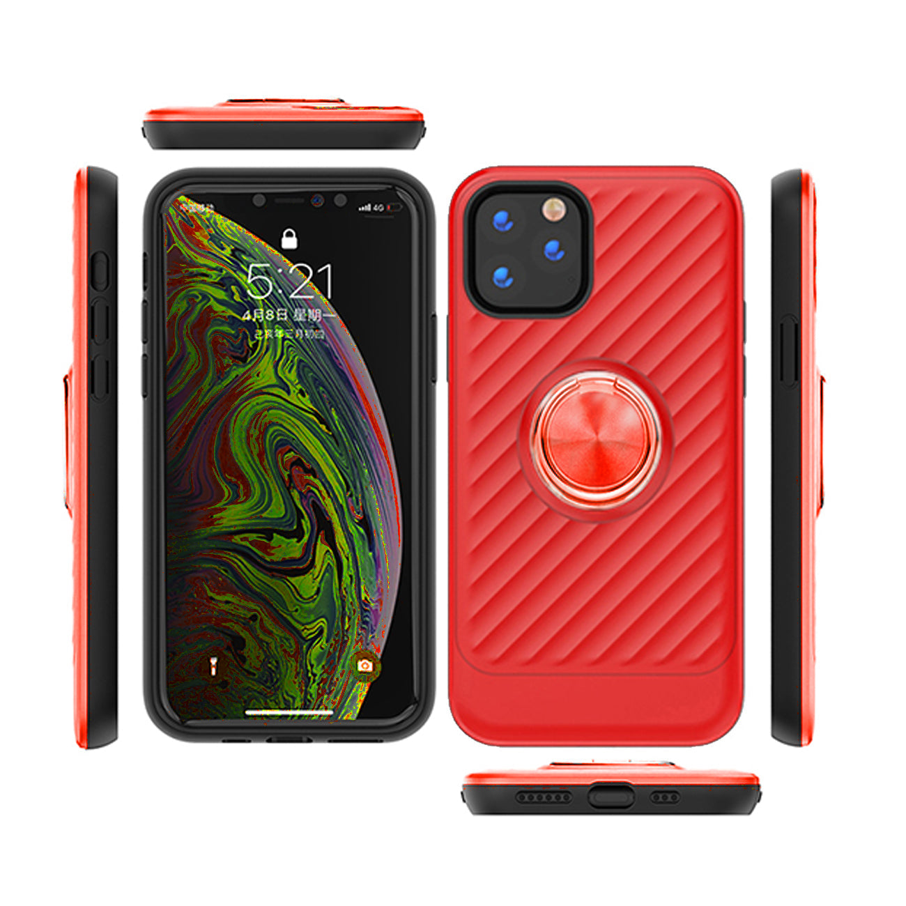 Apple Iphone 11 Pro Case With Ring Holder In Red