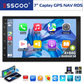 7-Inch Double DIN Android 14 CarPlay Multimedia Video Player with GPS Navigation, Wi-Fi, FM/RDS, and Bluetooth Compatibility - 64gb with Camera