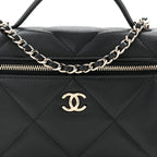 Caviar Quilted Top Handle Slim Vanity With Chain Black