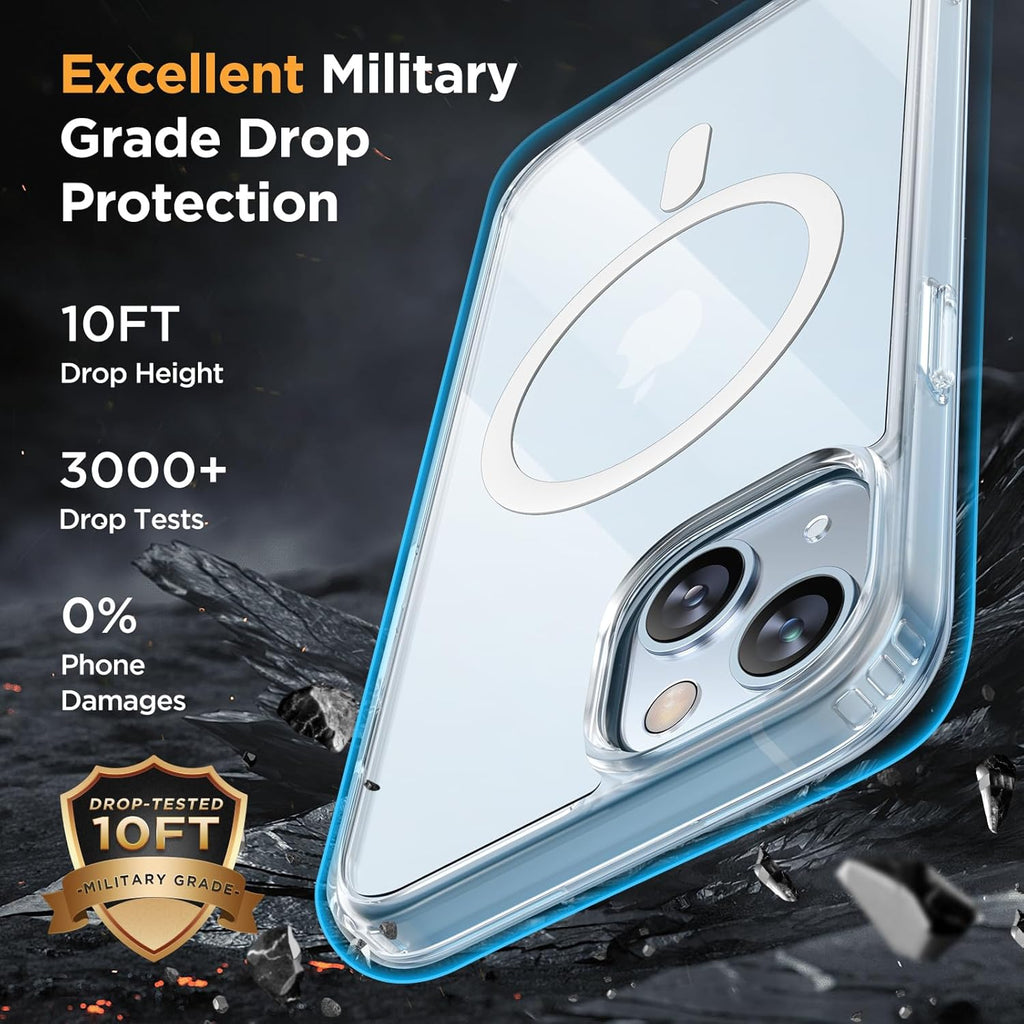 Entronix Bundle Compatible with iPhone 14 - [Magnetic] Clear Case, 2 Clear Screen Protectors & 2 Camera Lens Protectors