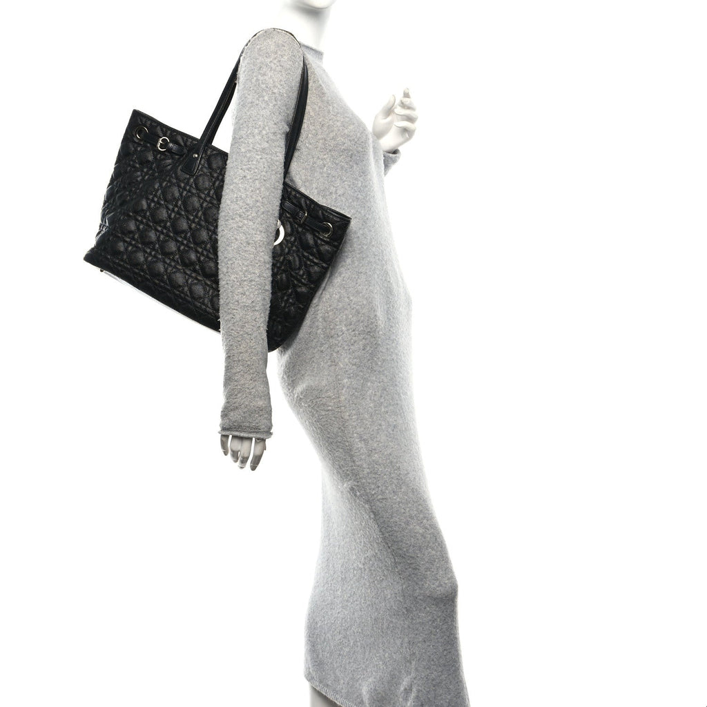 Coated Canvas Cannage Small Panarea Tote Black