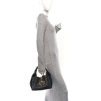 Grained Calfskin Softbit Medium Shoulder Bag Black
