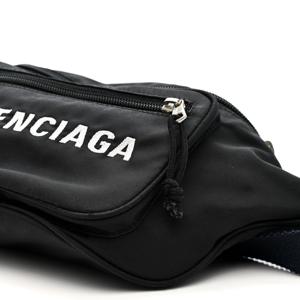 Recycled Sport Nylon Logo Embroidered Wheel Beltpack Black