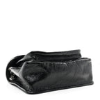 Crinkled Calfskin Matelasse Monogram Medium Niki Chain Satchel Black