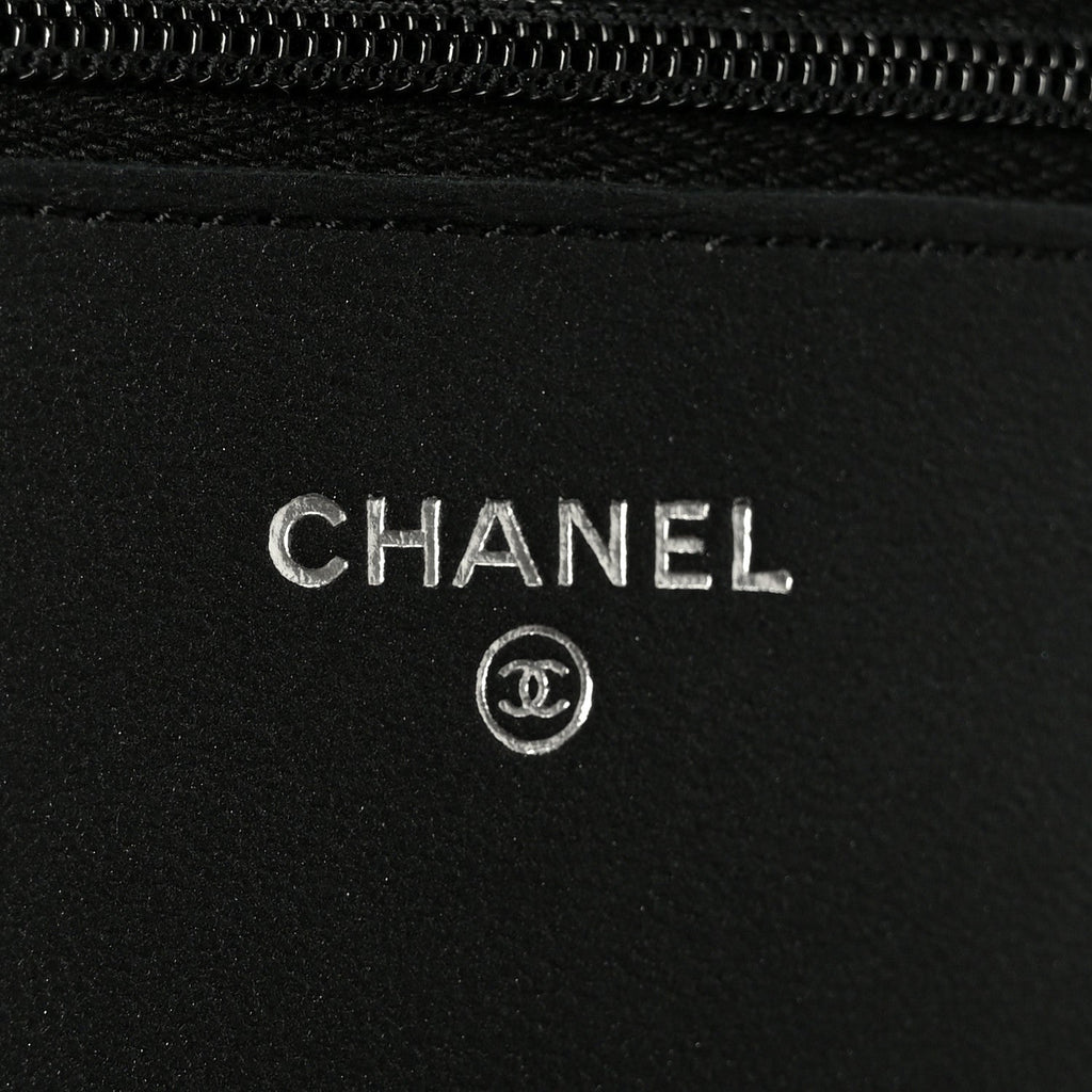 Lambskin Quilted Wallet On Chain WOC So Black