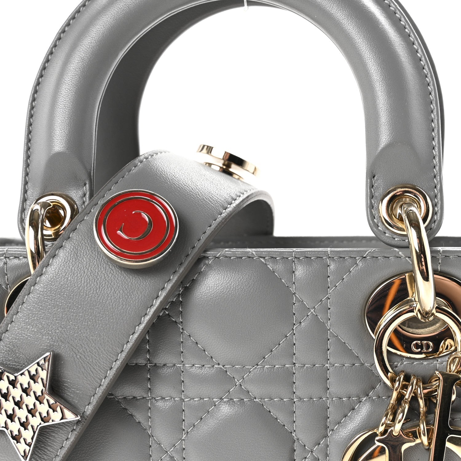 Lambskin Cannage Small My Lucky Badges My Lady Dior Grey