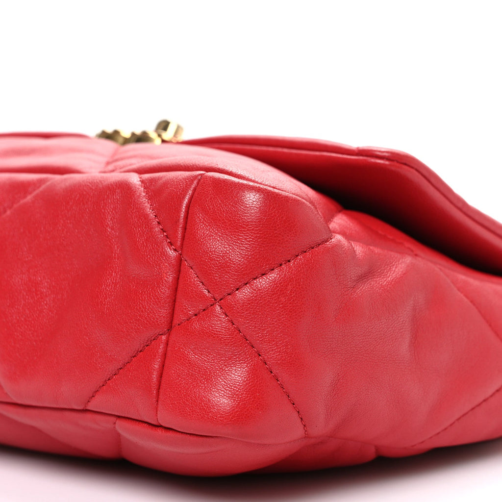 Lambskin Quilted Medium Chanel 19 Flap Red