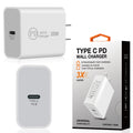 20W Power Delivery Travel Wall Charger Adapter With Type-C Port In White
