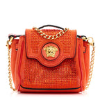 Suede Crystal Studded Micro La Medusa Bag Orange