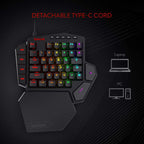 Redragon K585 DITI One-Handed RGB Mechanical Gaming Keyboard with Wrist Rest, 42 Keys, Type-C Connectivity, Professional Hot-Swappable Gaming Keypad - Brown Swotch