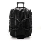 Agneau Silver Hardware Duffle Carry On Travel Bag Black