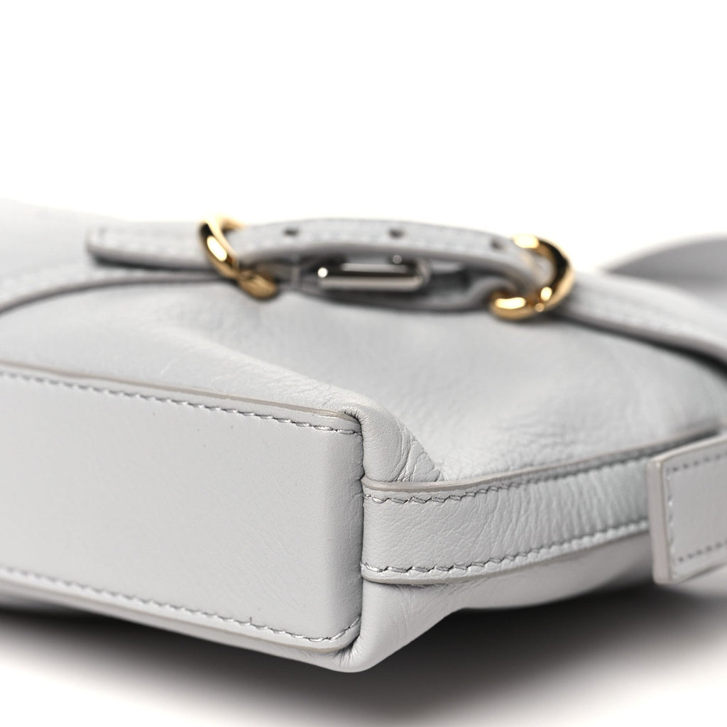 Tumbled Calfskin Mini Voyou Boyfriend Party Bag Light Grey