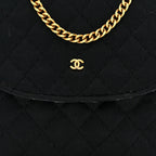 Jersey Quilted Micro Flap Bag Black
