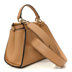 Vitello Seta Canvas FF Embroidered Mini Peekaboo Iconic Satchel Miele Scuro Poudre