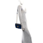 Velvet Matelasse Mini GG Marmont Shoulder Bag Cobalt Blue