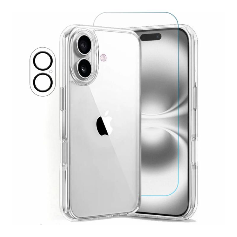 Entronix Bundle Compatible with iPhone 17 - [Hard] Clear Case, 1 Clear Screen Protector & 1 Camera Lens Protector