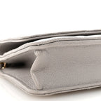 Caviar Quilted Studded CC Wallet On Chain WOC Grey